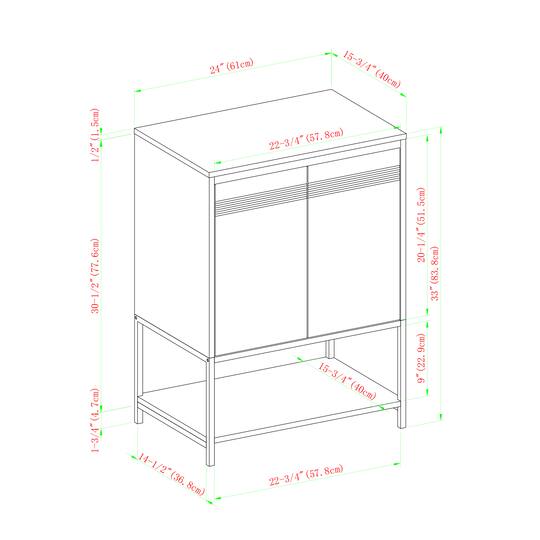 Walker Edison English Oak/White 2 Door Accent Cabinet